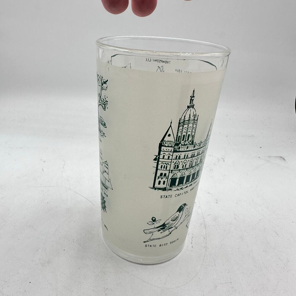 Vintage Indiana State Souvenir Glass Frosted Tumbler  Hazel Atlas MCM Cocktail - Picture 6 of 9
